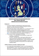 Coronavirus and People with Learning Disabilities Study Wave 1 Results: March 2021: Highlights from the Full Report for England